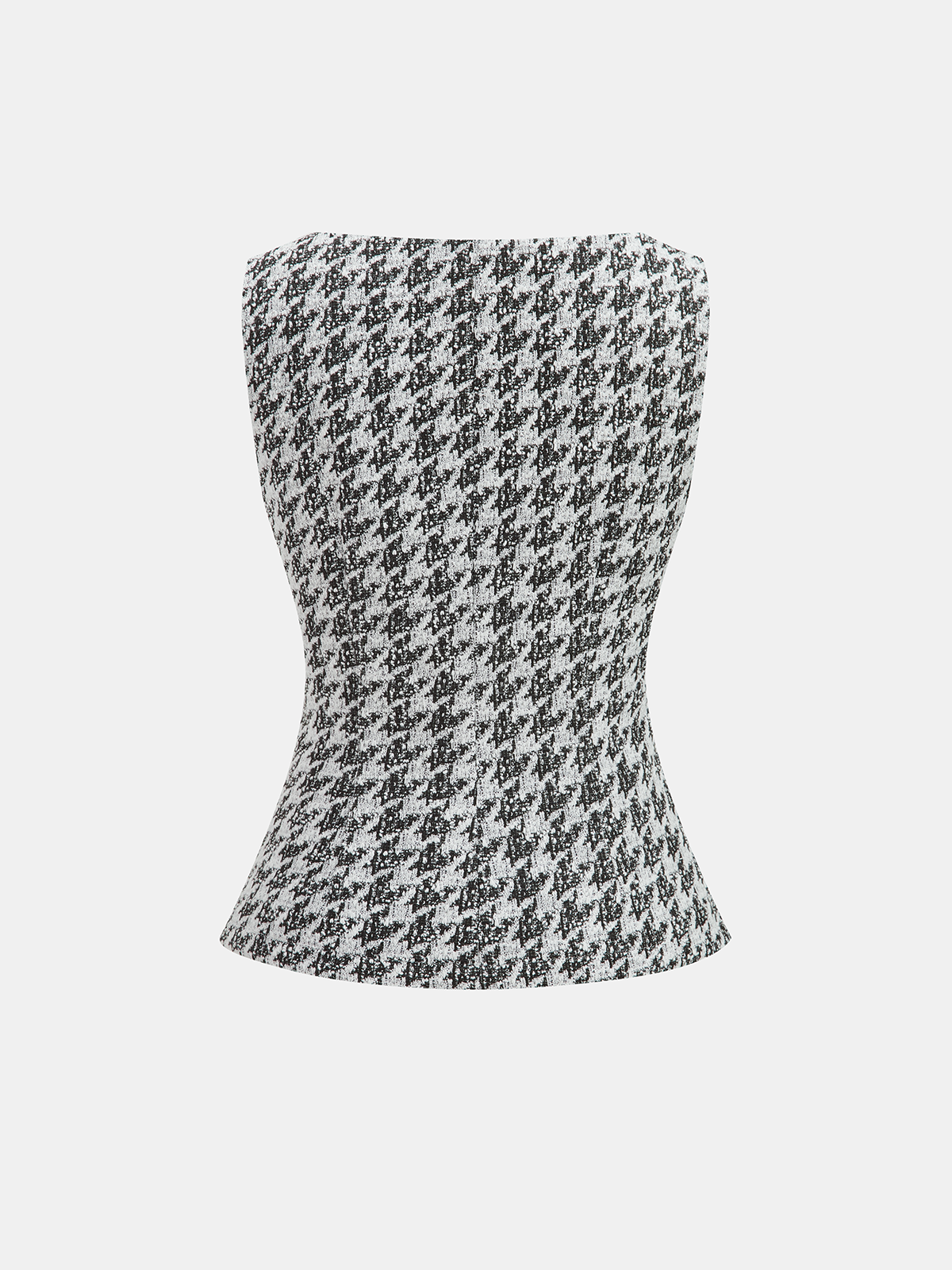 Metal Button Houndstooth Vest & Mini Skirt Set-Chicvia
