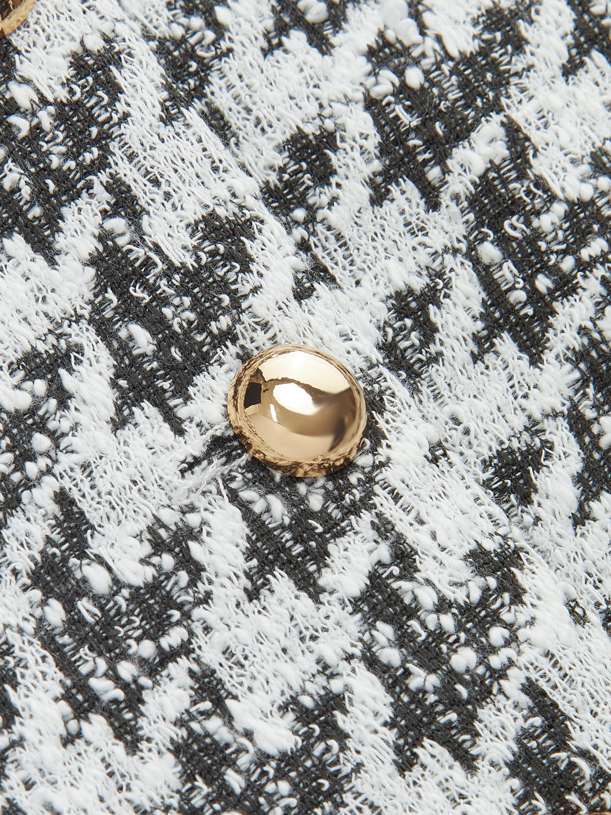 Metal Button Houndstooth Vest & Mini Skirt Set-Chicvia