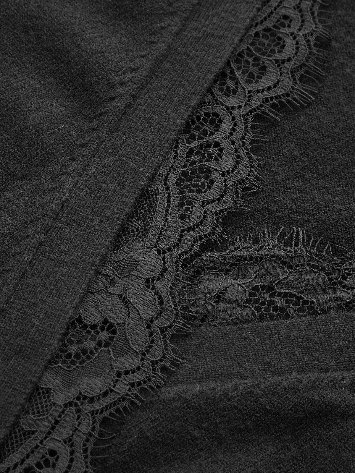 Lace-Trimmed Wrap V-Neck Knit Top-Chicvia