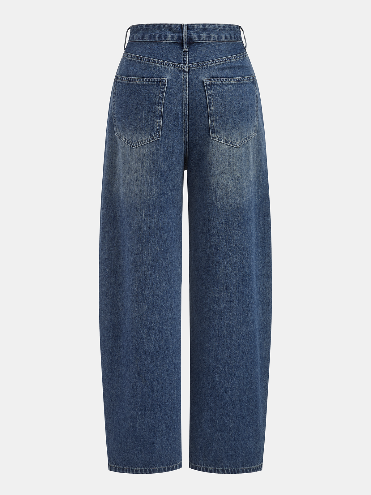 Mid-Waist Curved-Leg Jeans-Chicvia