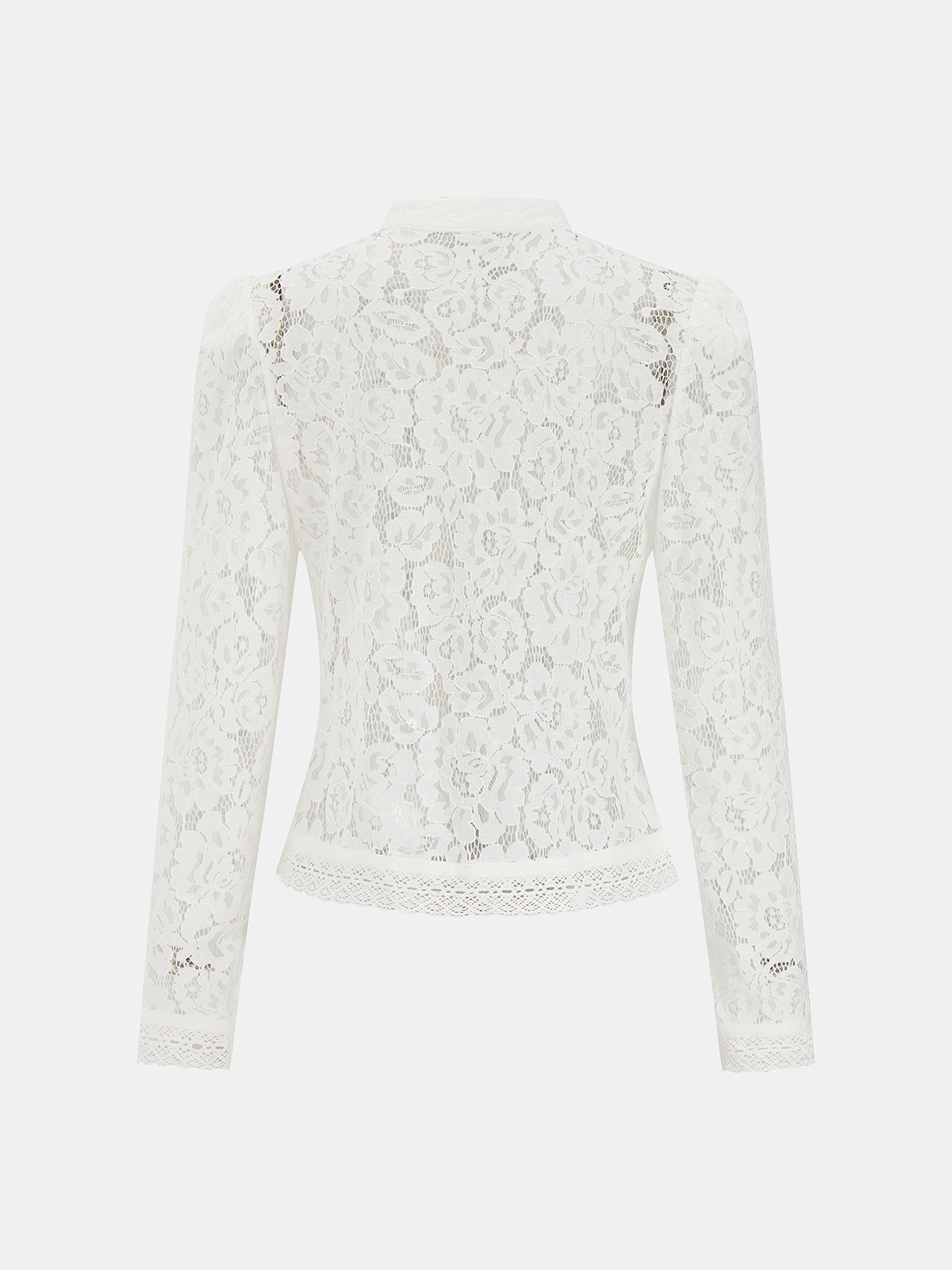 Frog Closure Lace Mandarin Collar Blouse-Chicvia