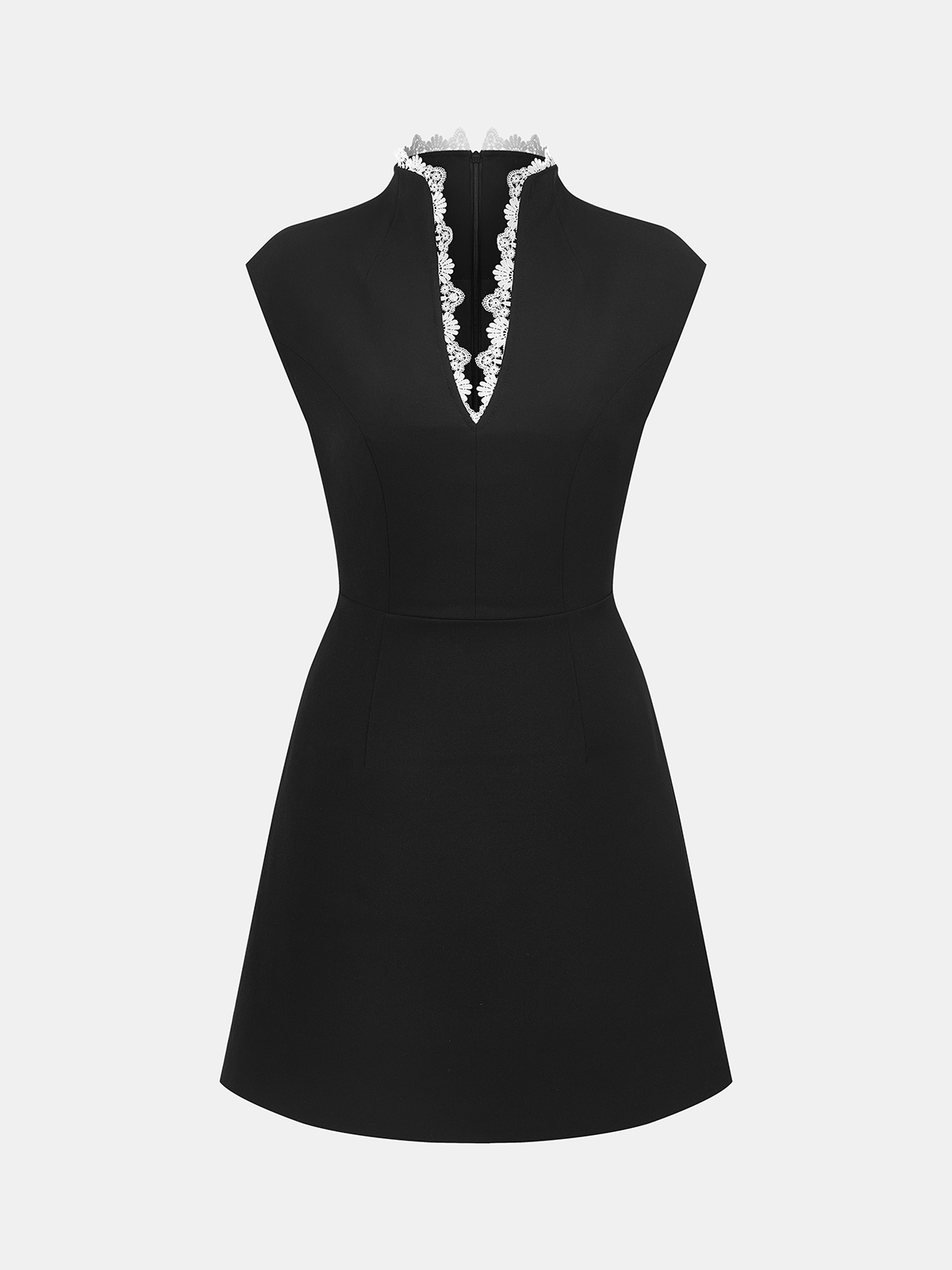 Lace Trim Sleeveless Dress-Chicvia