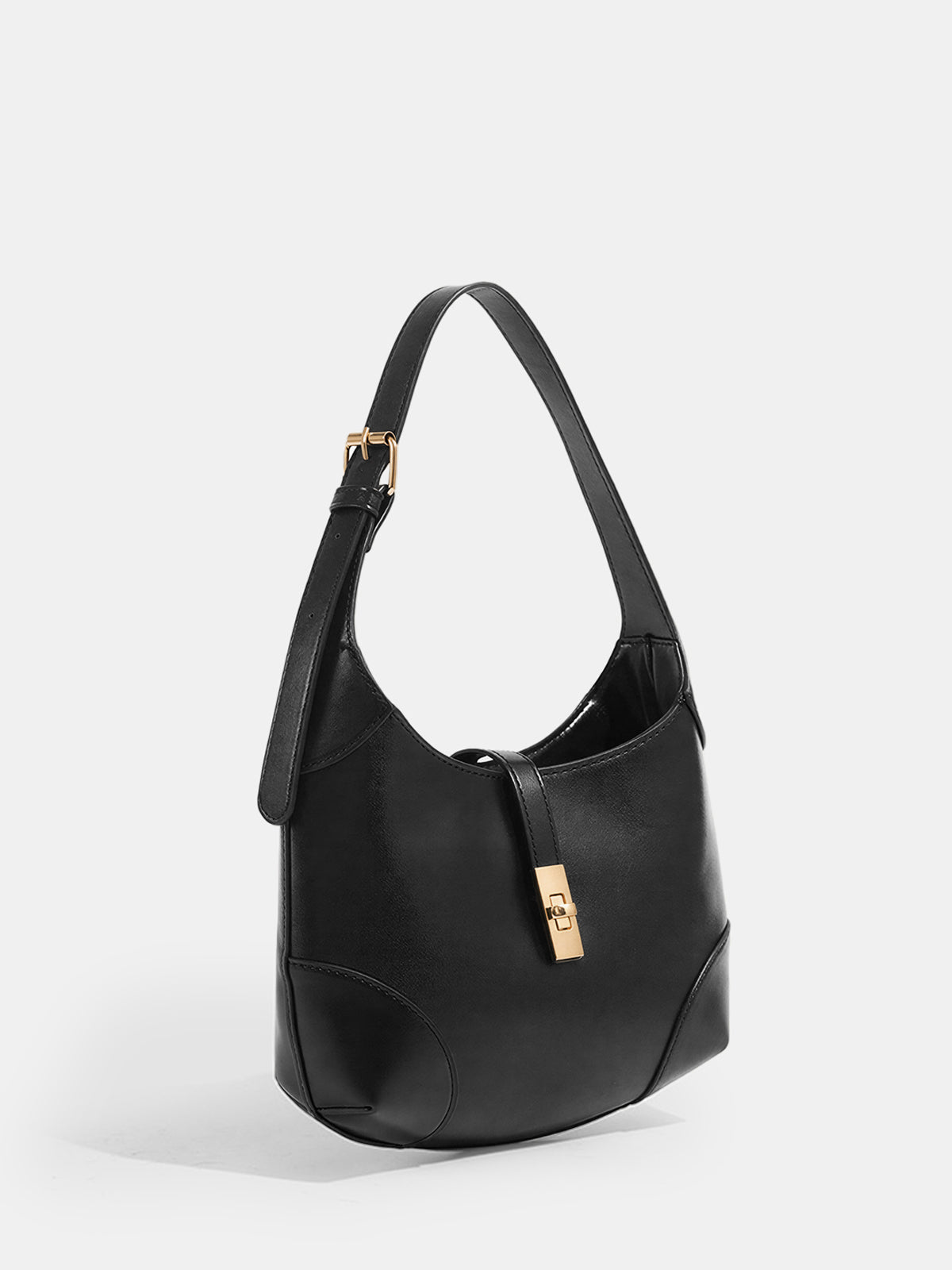 Metal Buckle Hobo Handbag-Chicvia