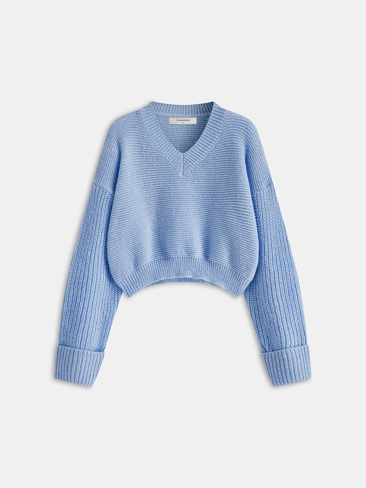 Minimalism V Neck Pullover Sweater-Chicvia