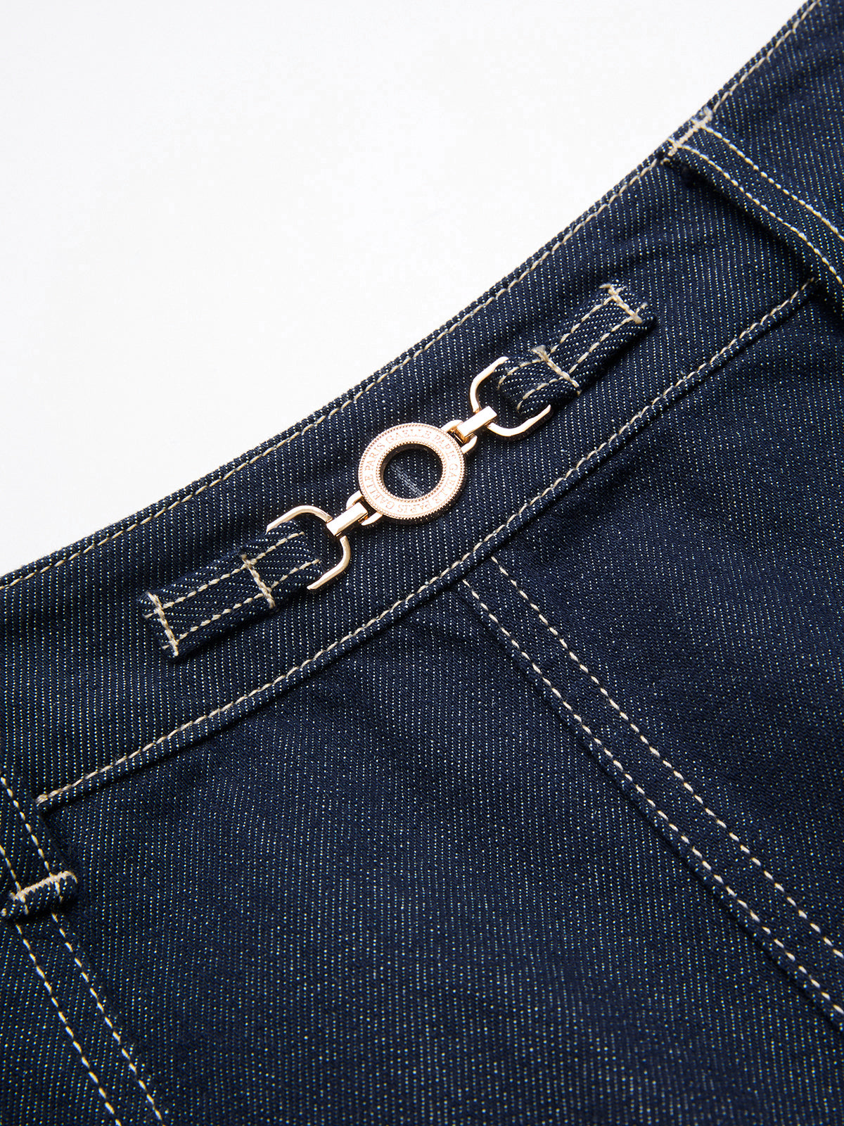 Denim Mid-Waist Split Midi Skirt-Chicvia