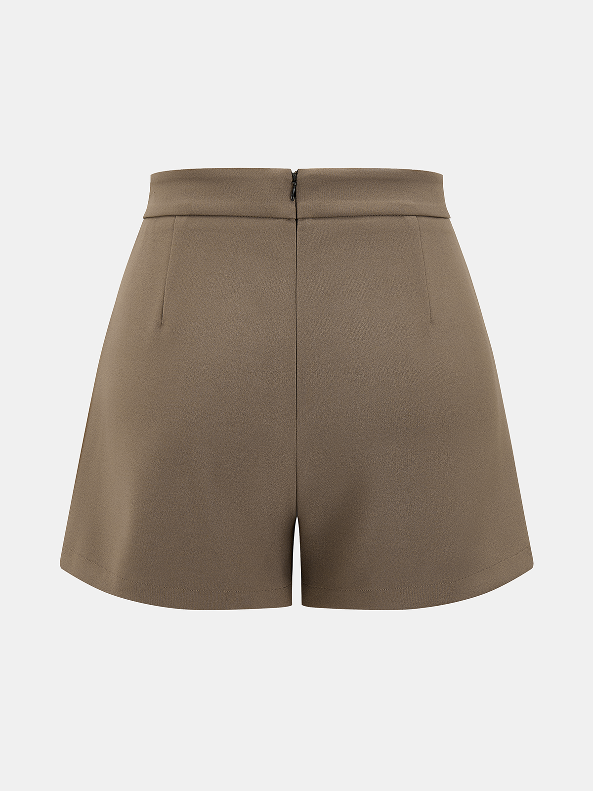 Metal Button Mid-Waist Pleated Shorts-Chicvia