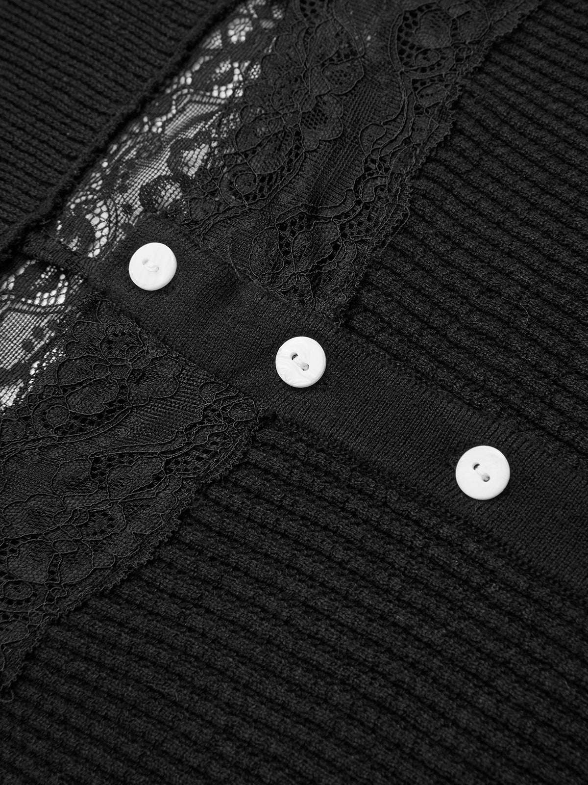 Lace Panel Square Neck Ribbed Knit Top-Chicvia