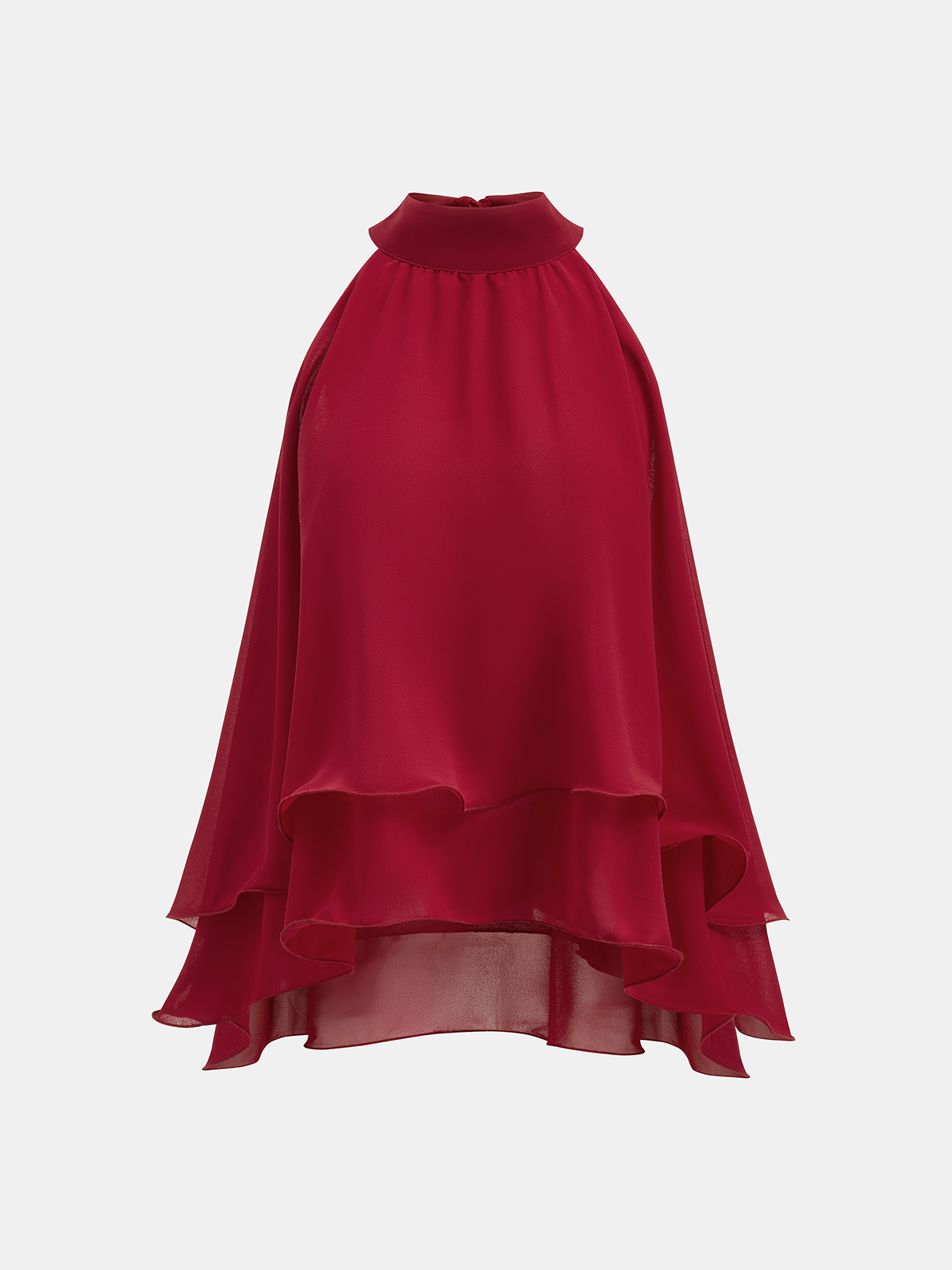 Chiffon Layered Ruffled Asymmetric Blouse-Chicvia