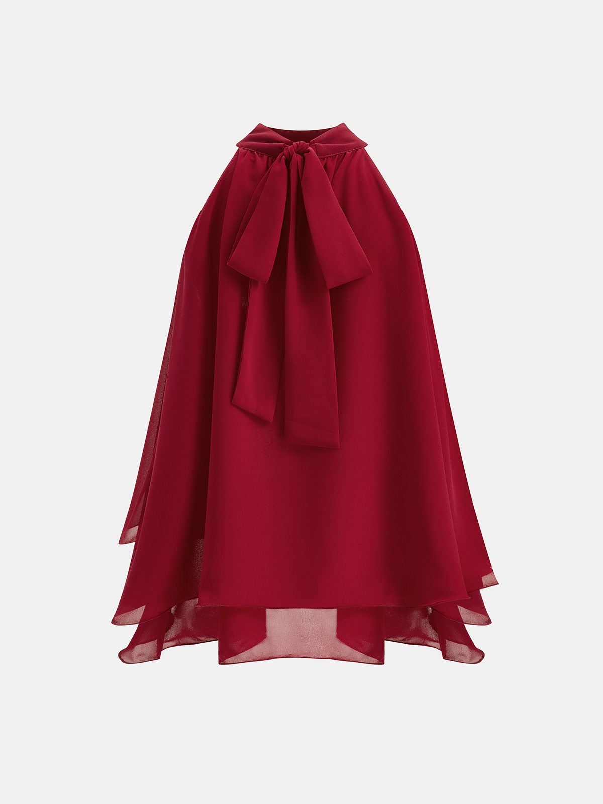 Chiffon Layered Ruffled Asymmetric Blouse-Chicvia