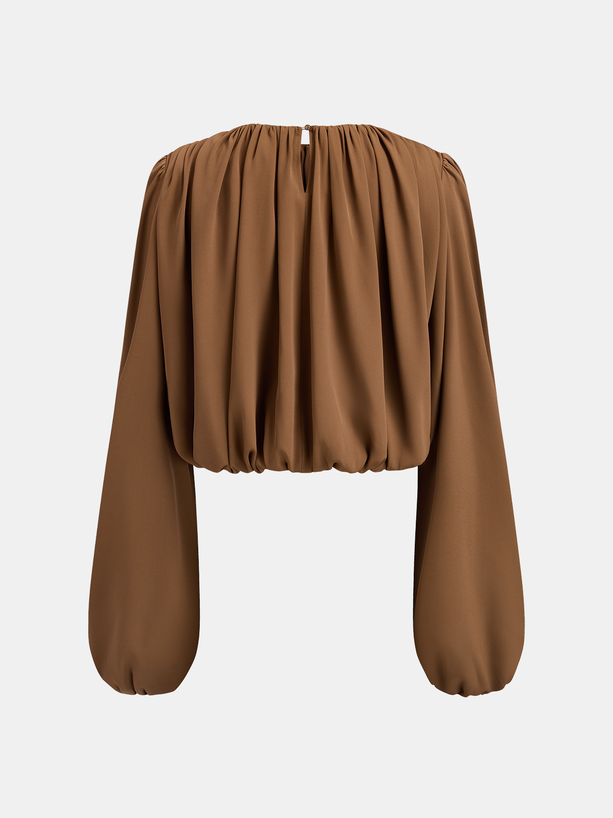 Loose Ruched Puff-Sleeve Cropped Blouse-Chicvia