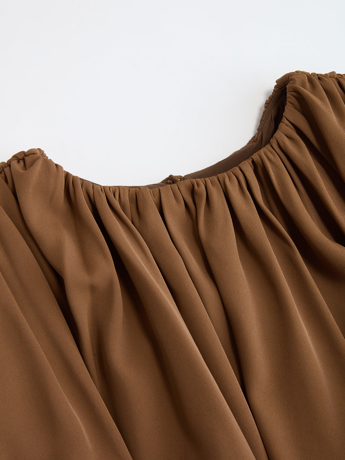 Loose Ruched Puff-Sleeve Cropped Blouse-Chicvia