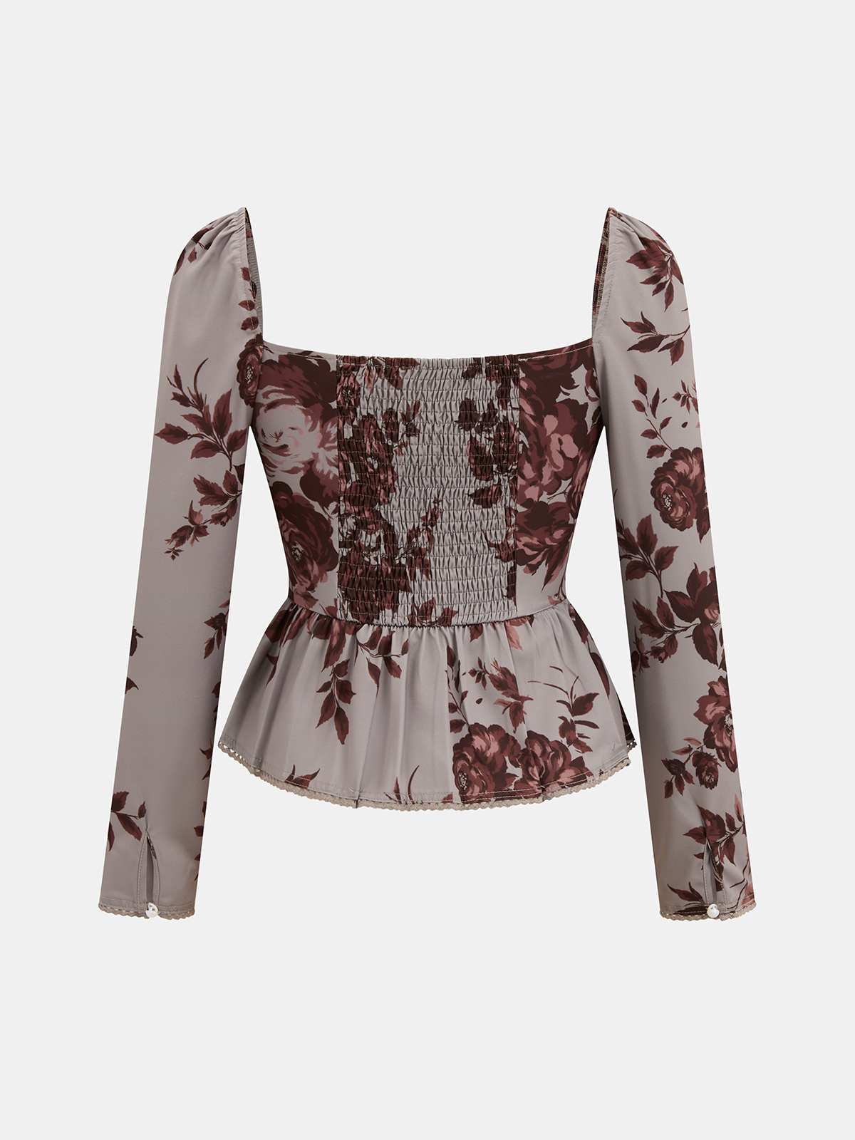 Floral Print Peplum Top & Mermaid Skirt Set-Chicvia