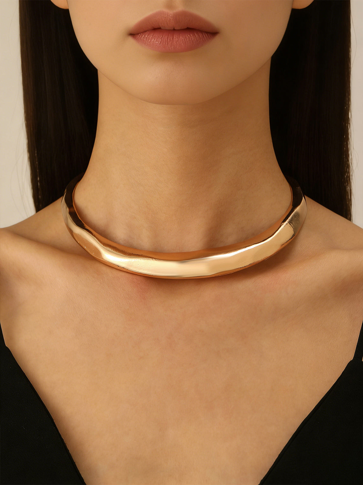 Crinkled Statement Choker Necklace-Chicvia