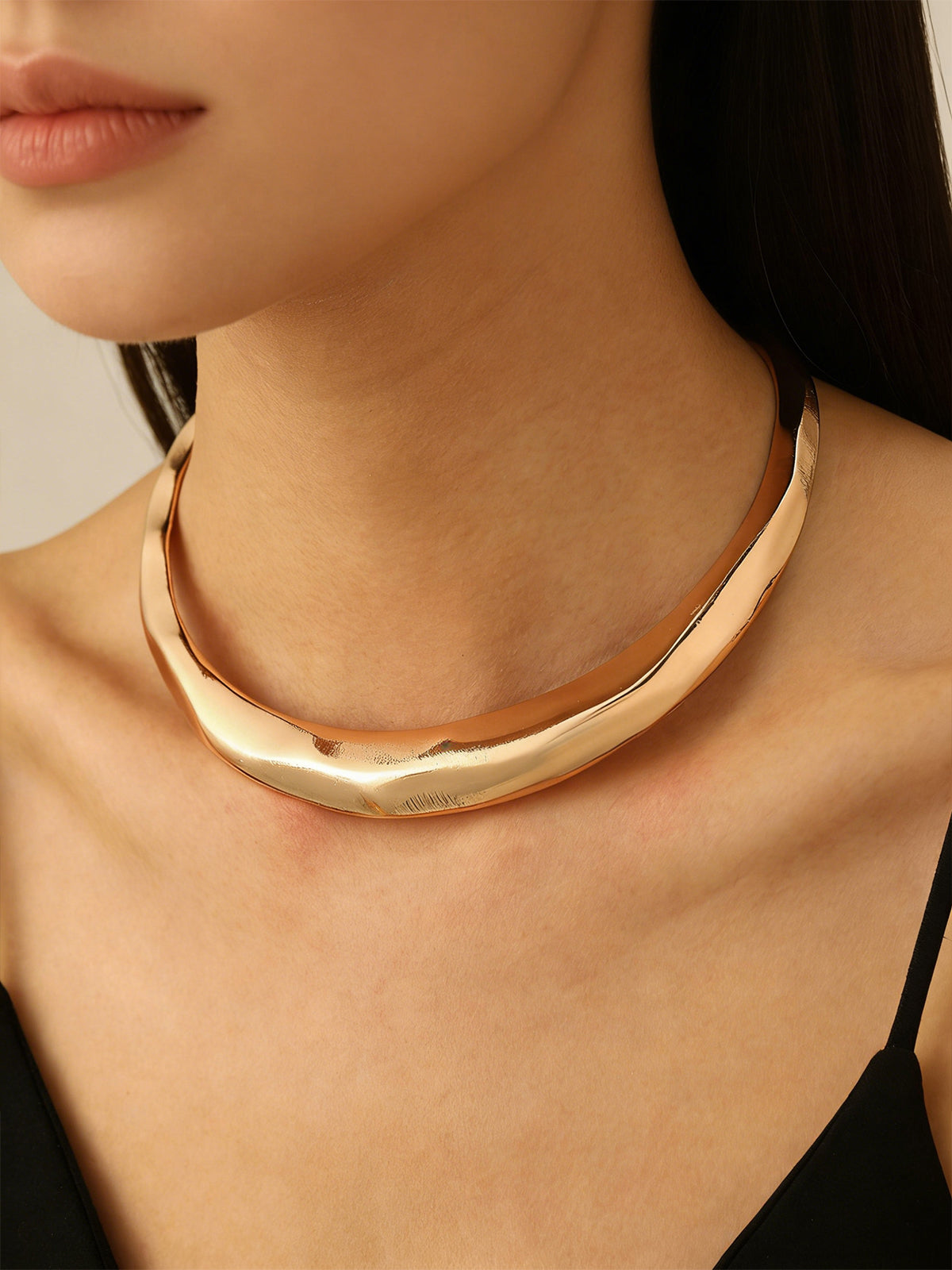 Crinkled Statement Choker Necklace-Chicvia
