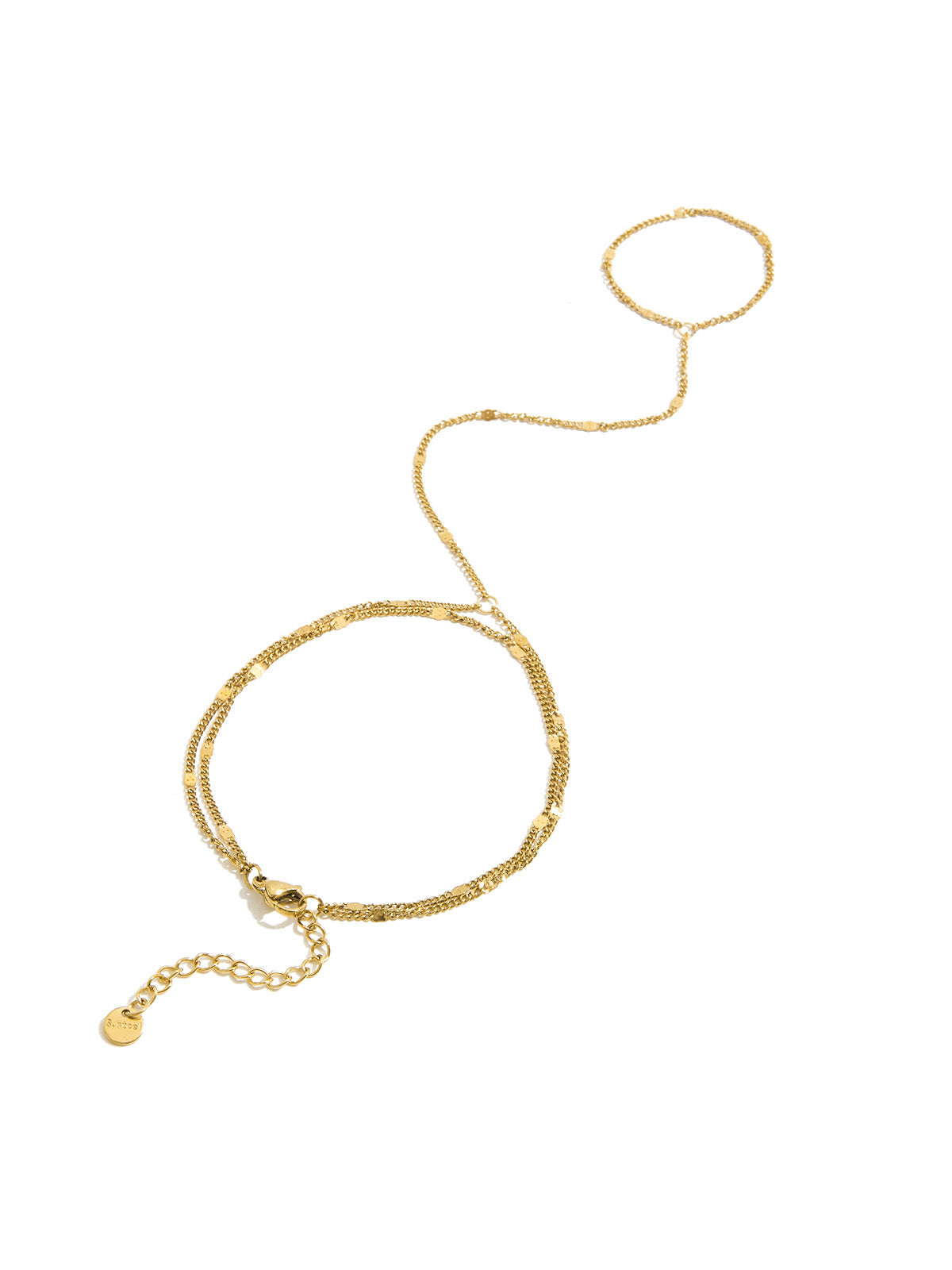 Gold-Tone Chain Finger Bracelet-Chicvia