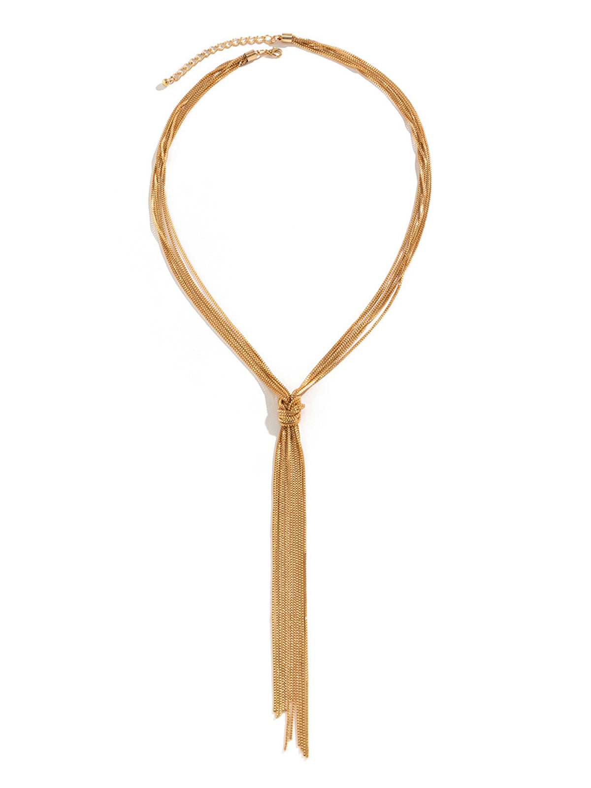 Multi-Strand Y-Shaped Tassel Necklace-Chicvia