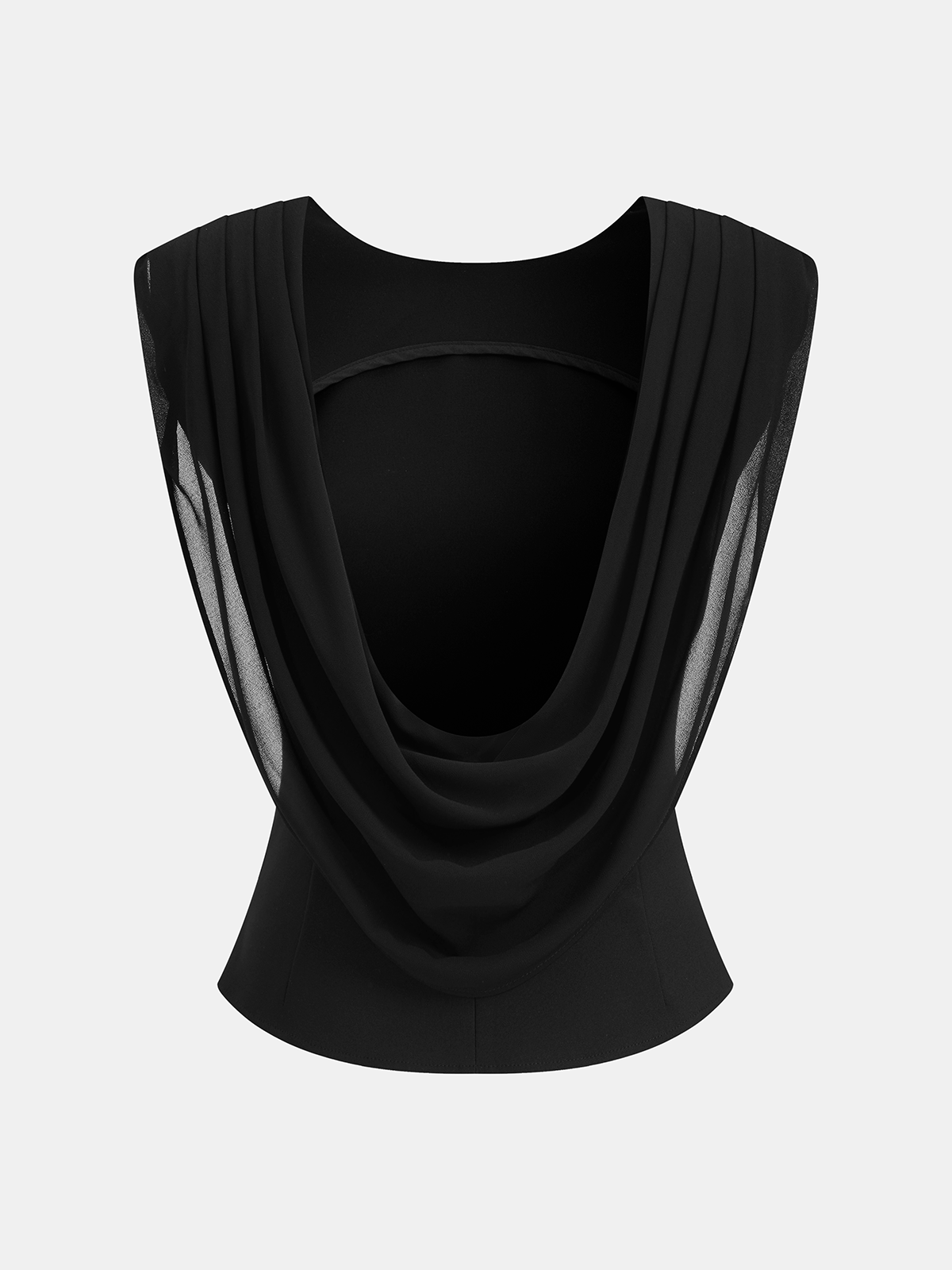 Draped Cowl-Back Sleeveless Top-Chicvia