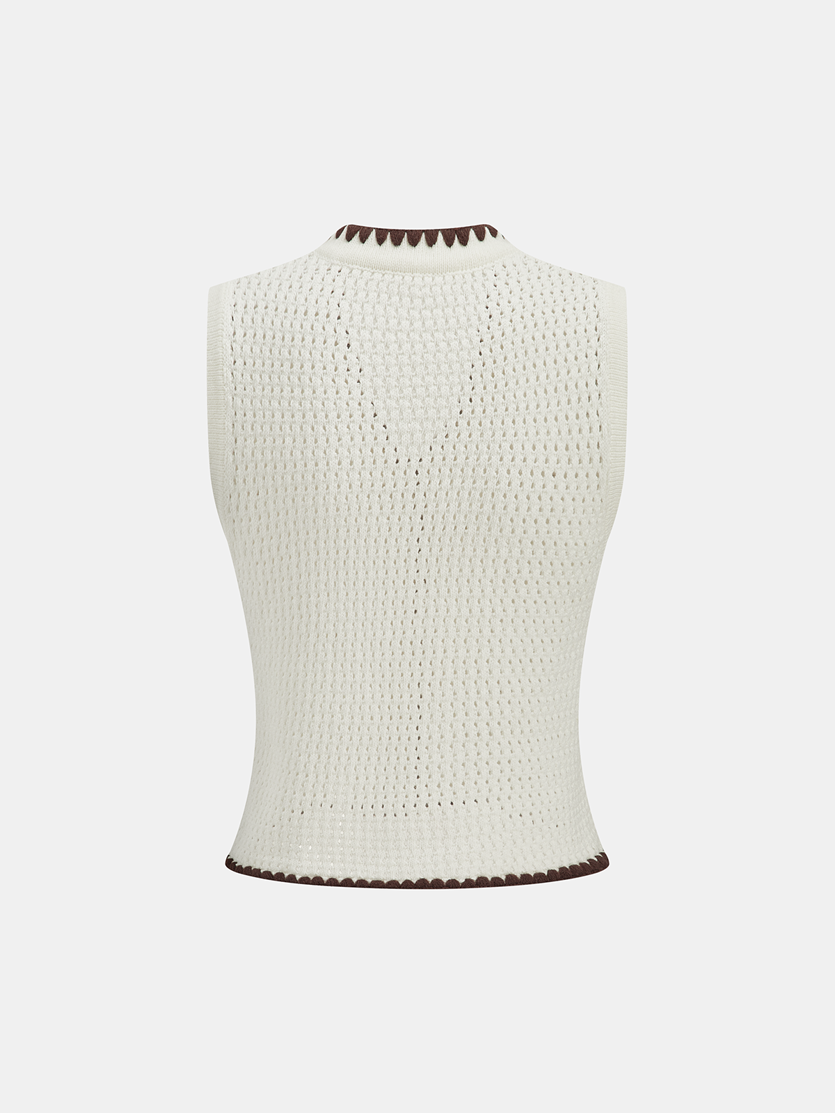 Contrast Trim Knit Vest & Wide-Leg Pants Set-Chicvia