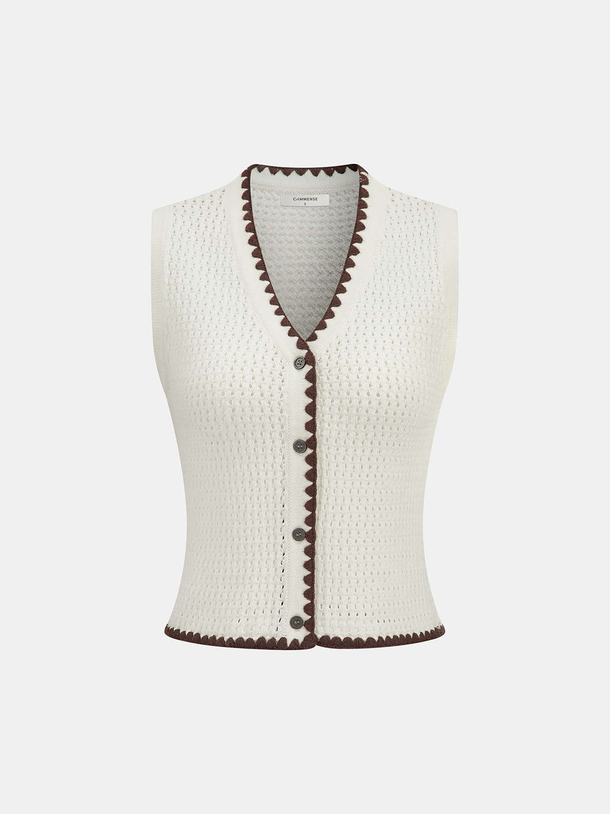 Contrast Trim Knit Vest & Wide-Leg Pants Set-Chicvia