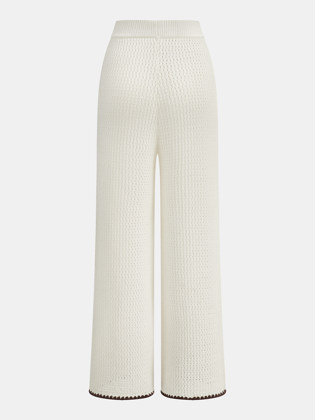 Contrast Trim Knit Vest & Wide-Leg Pants Set-Chicvia