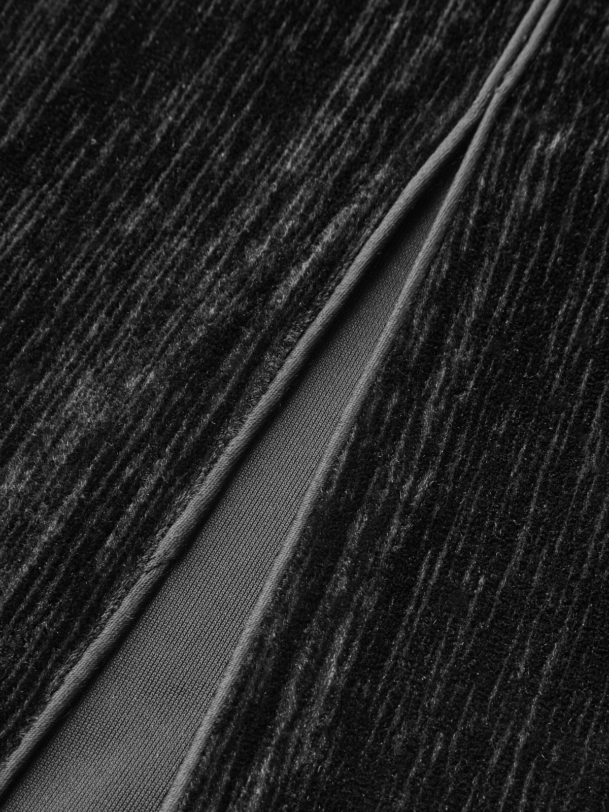 Mandarin Collar Velvet Frog-Closure Slit Dress-Chicvia