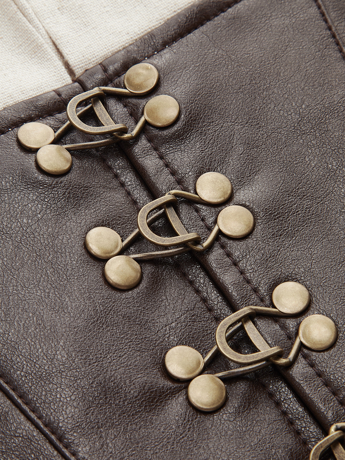 Faux Leather Corset Panel Cotton-Linen Shirt-Chicvia