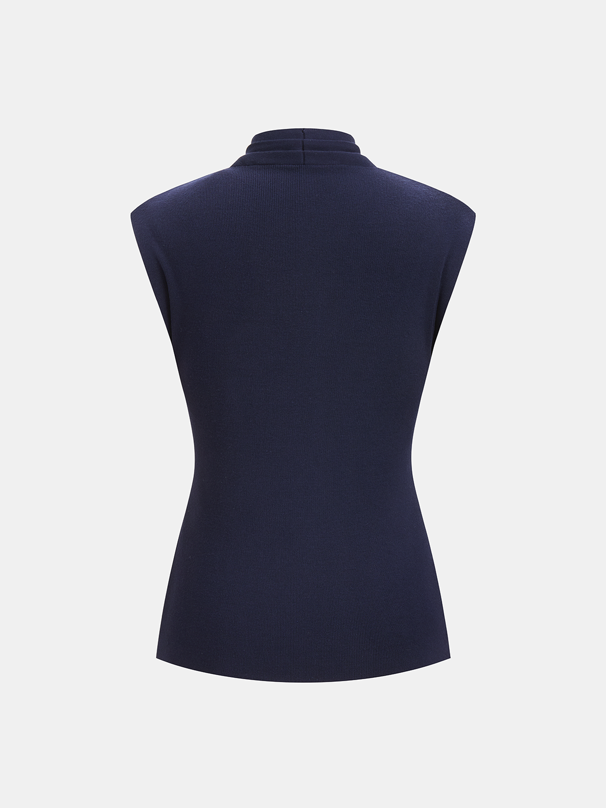 Cross-Wrap Stand Collar Knit Sleeveless Vest-Chicvia