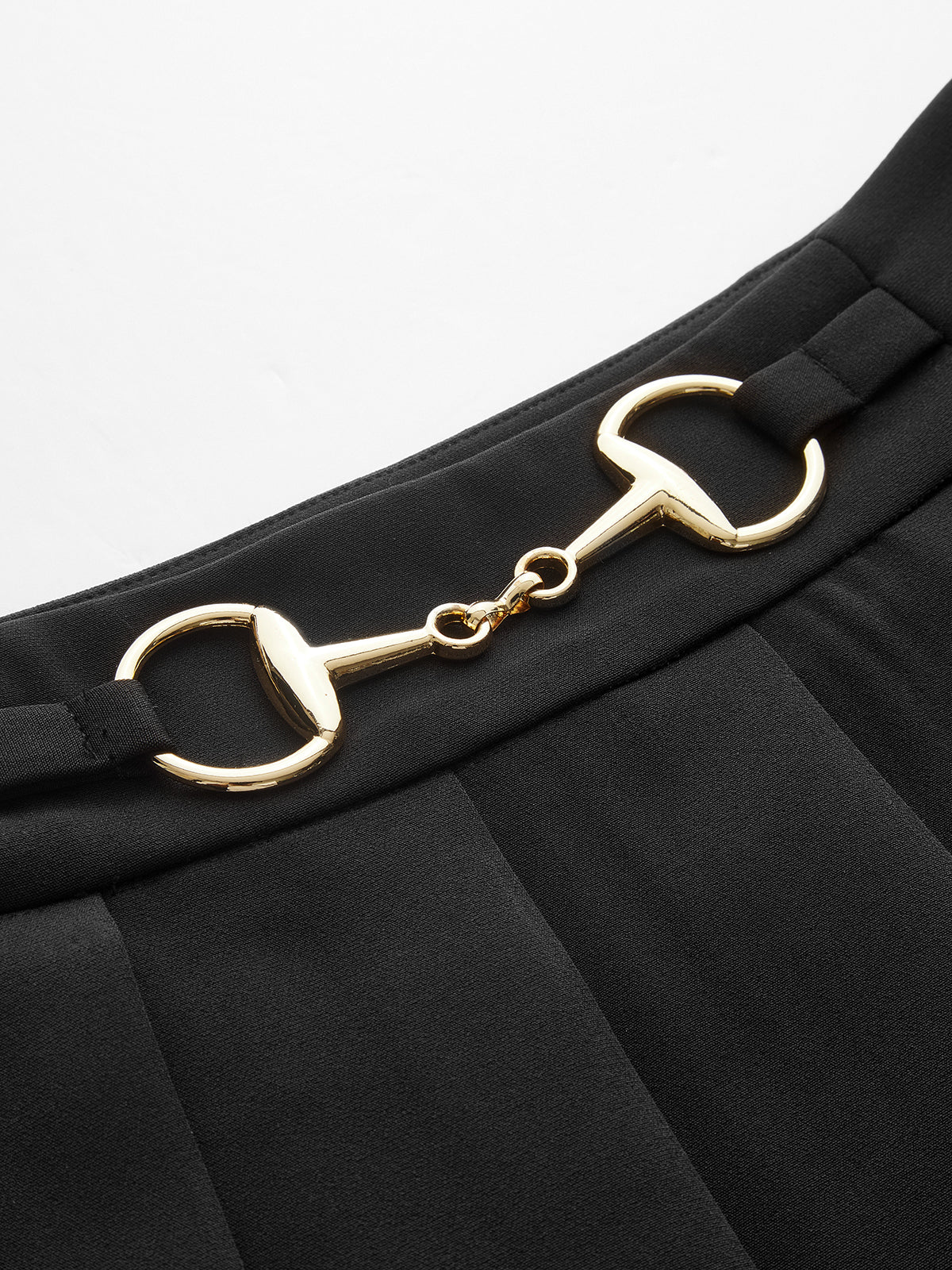 Horsebit Pleated Mini Skirt-Chicvia