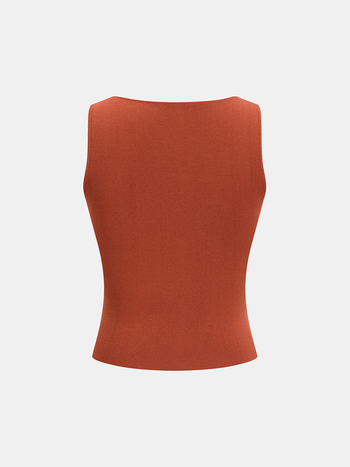 Metal Detail Square-Neck Knit Tank Top-Chicvia