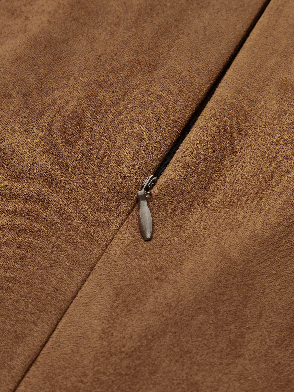 Pleated Faux Leather Hem Sleeveless Suede Effect Dress-Chicvia