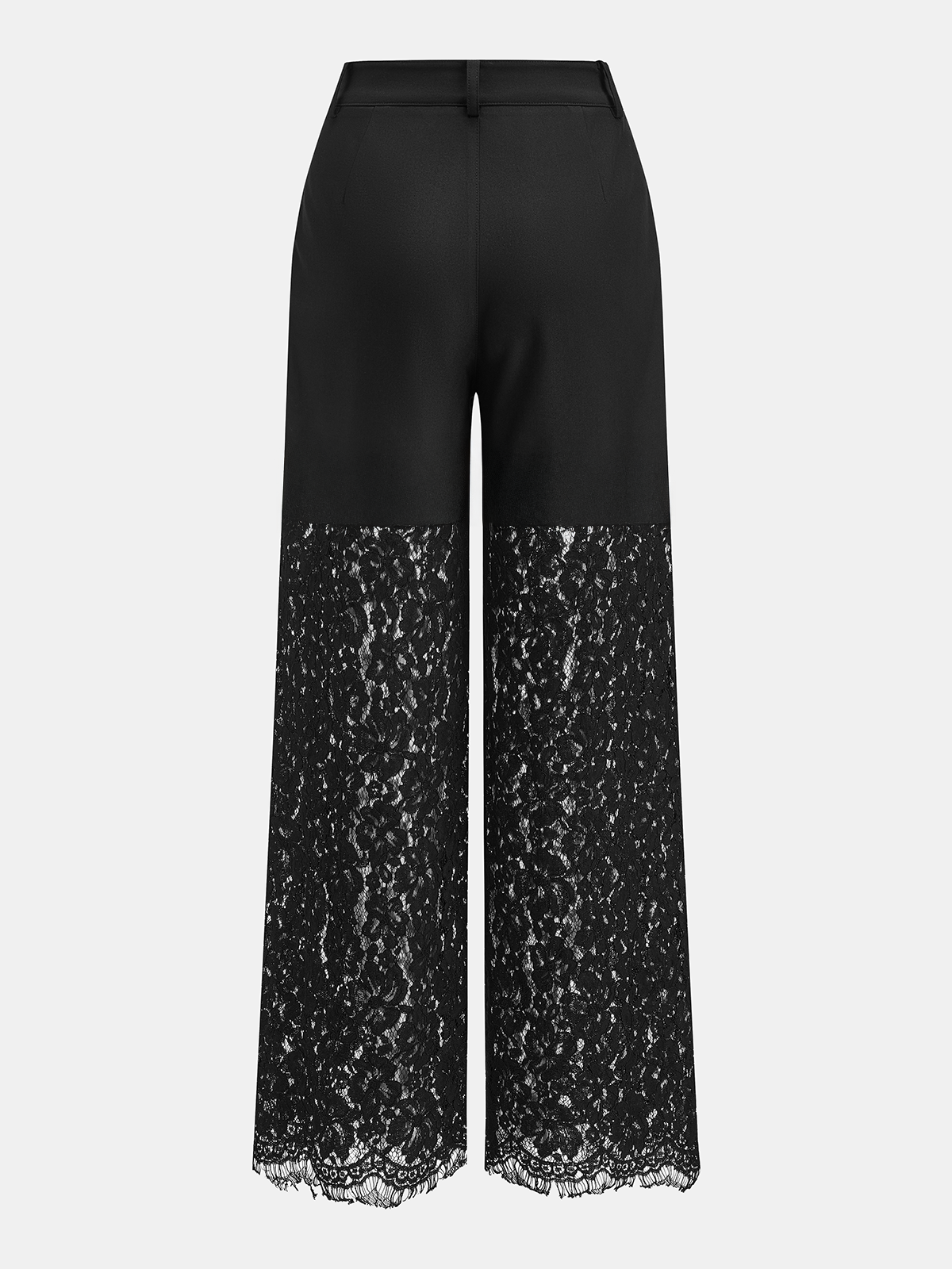 Lace Panel Straight-Leg Pants-Chicvia