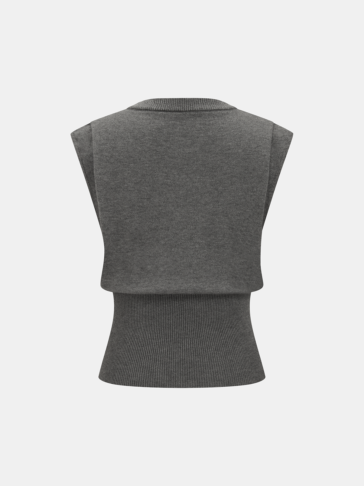 Cinched Waist Crew Neck Sleeveless Sweater Vest-Chicvia