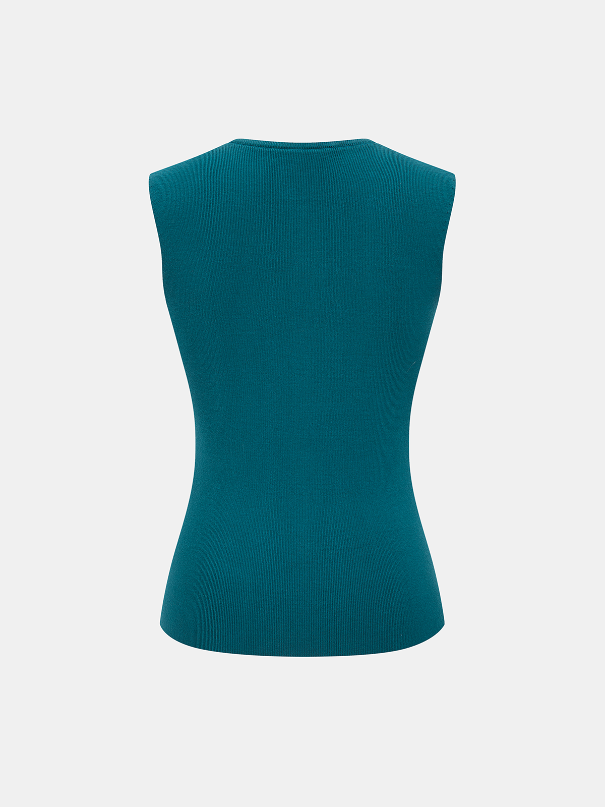 Button-Front Sleeveless Ribbed Knit Vest-Chicvia