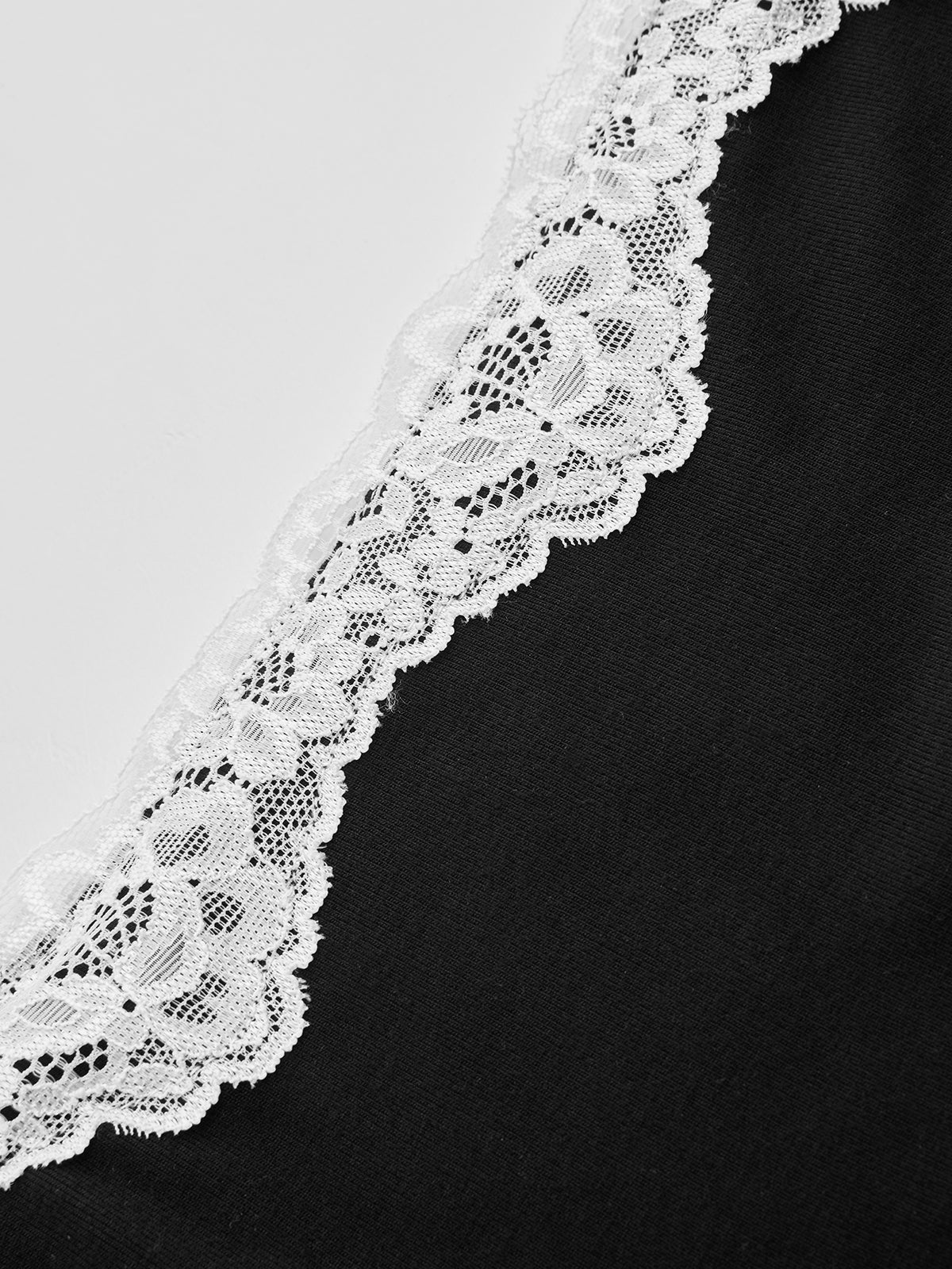 Lace Square Neck Ribbed Long-Sleeve Top-Chicvia