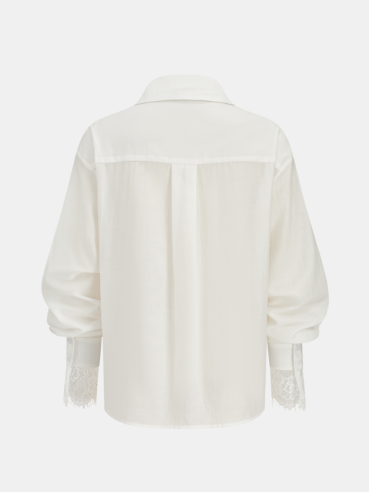 Lace Cuff Loose Button-Down Shirt-Chicvia