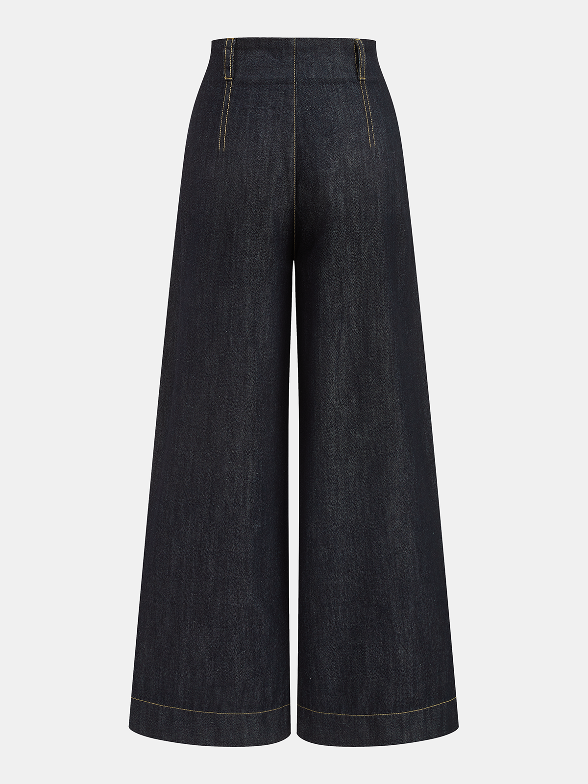 Contrast Stitch High-Waisted Wide-Leg Jeans-Chicvia