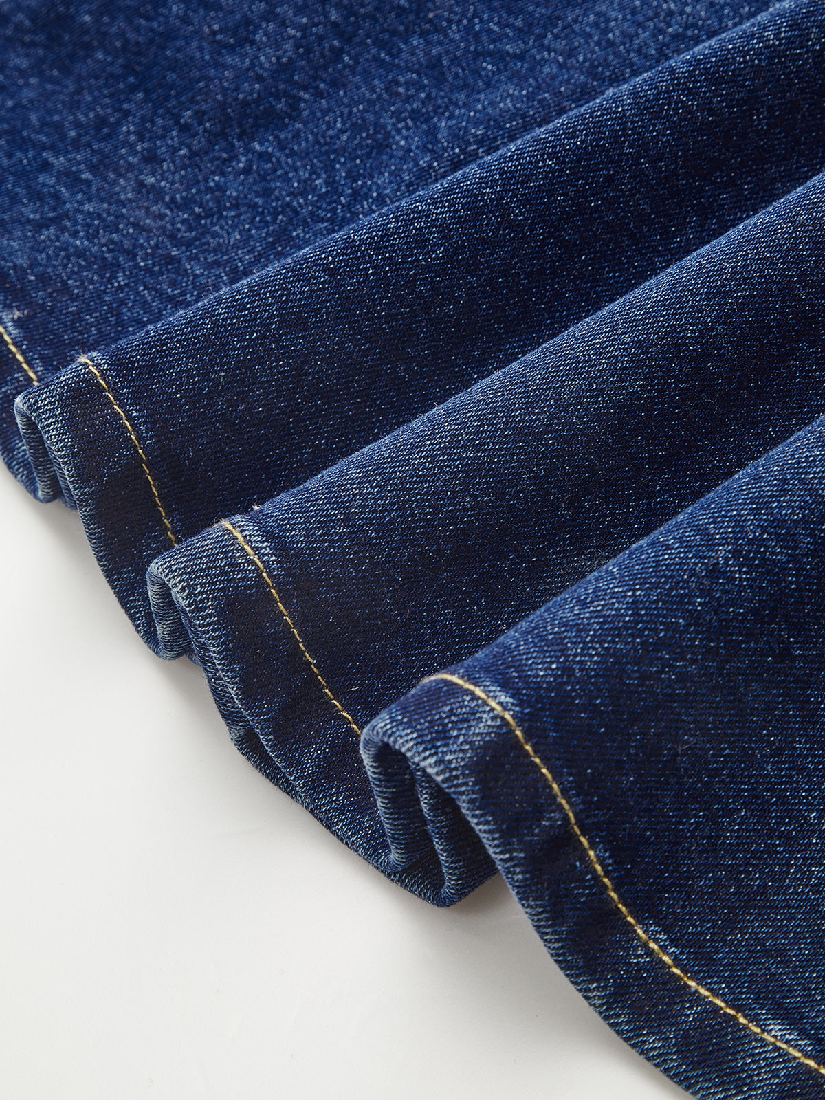 Denim Double-Buckle Mini Dress-Chicvia