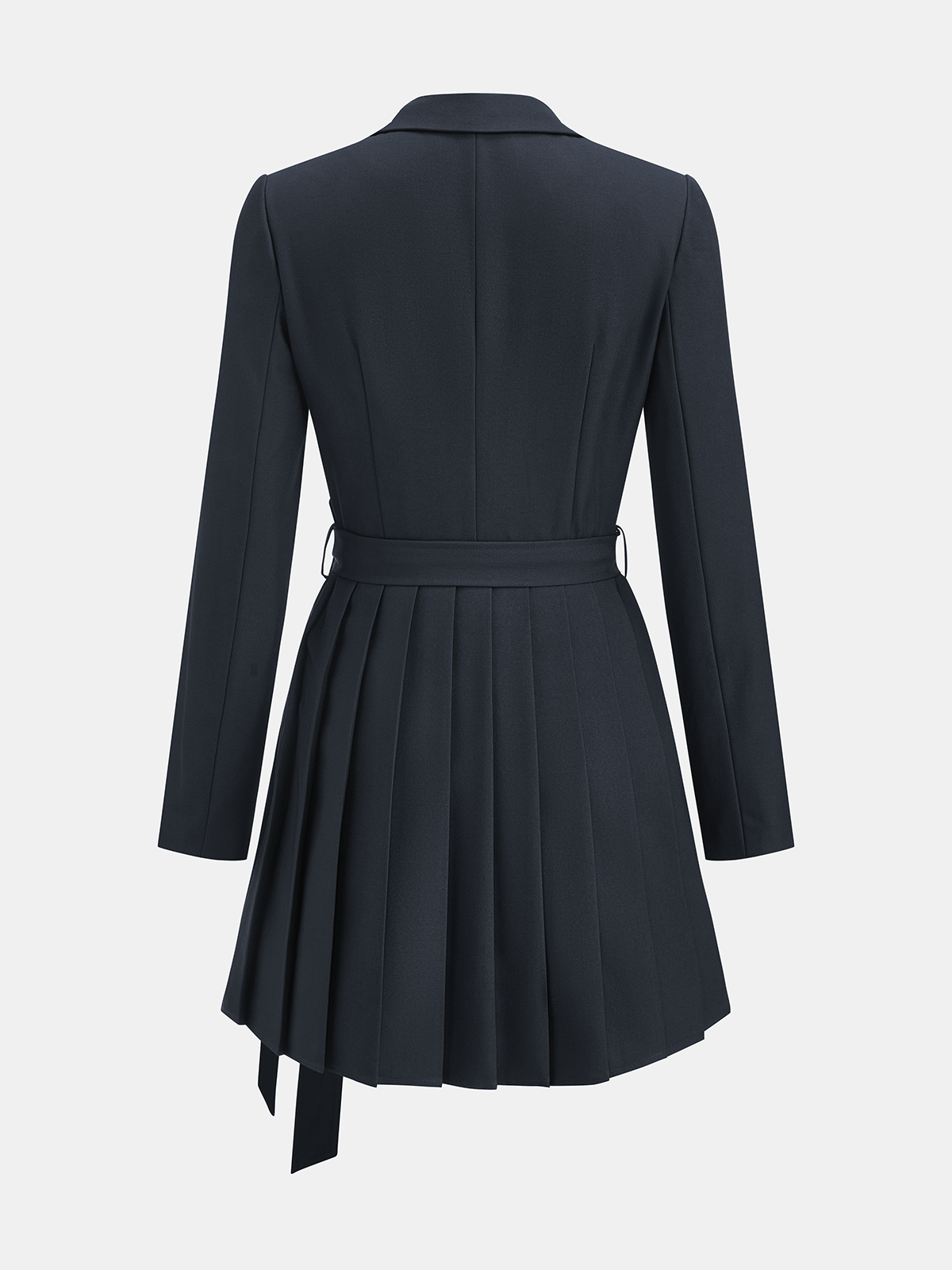 Belted Pleated Blazer Dress-Chicvia