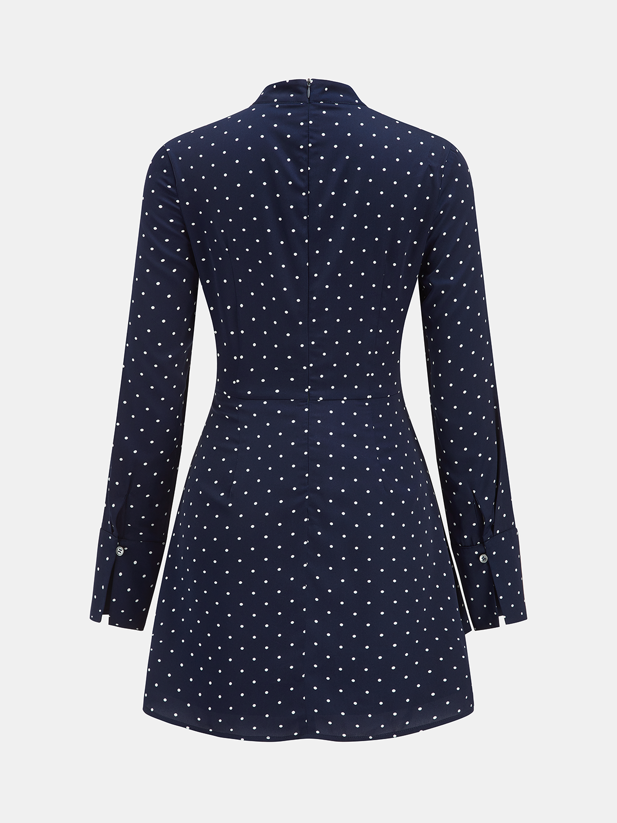 Keyhole Neckline Polka Dot Mini Dress-Chicvia