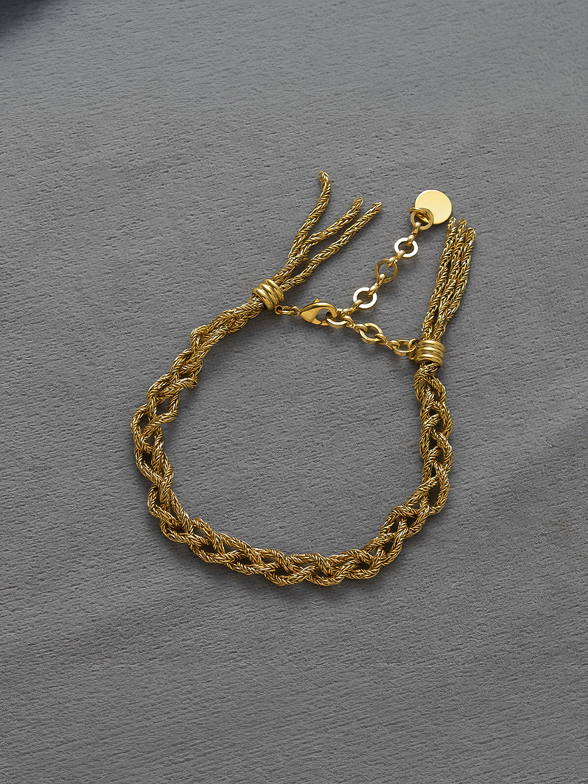 Gold-Tone Braided Chain Bracelet-Chicvia