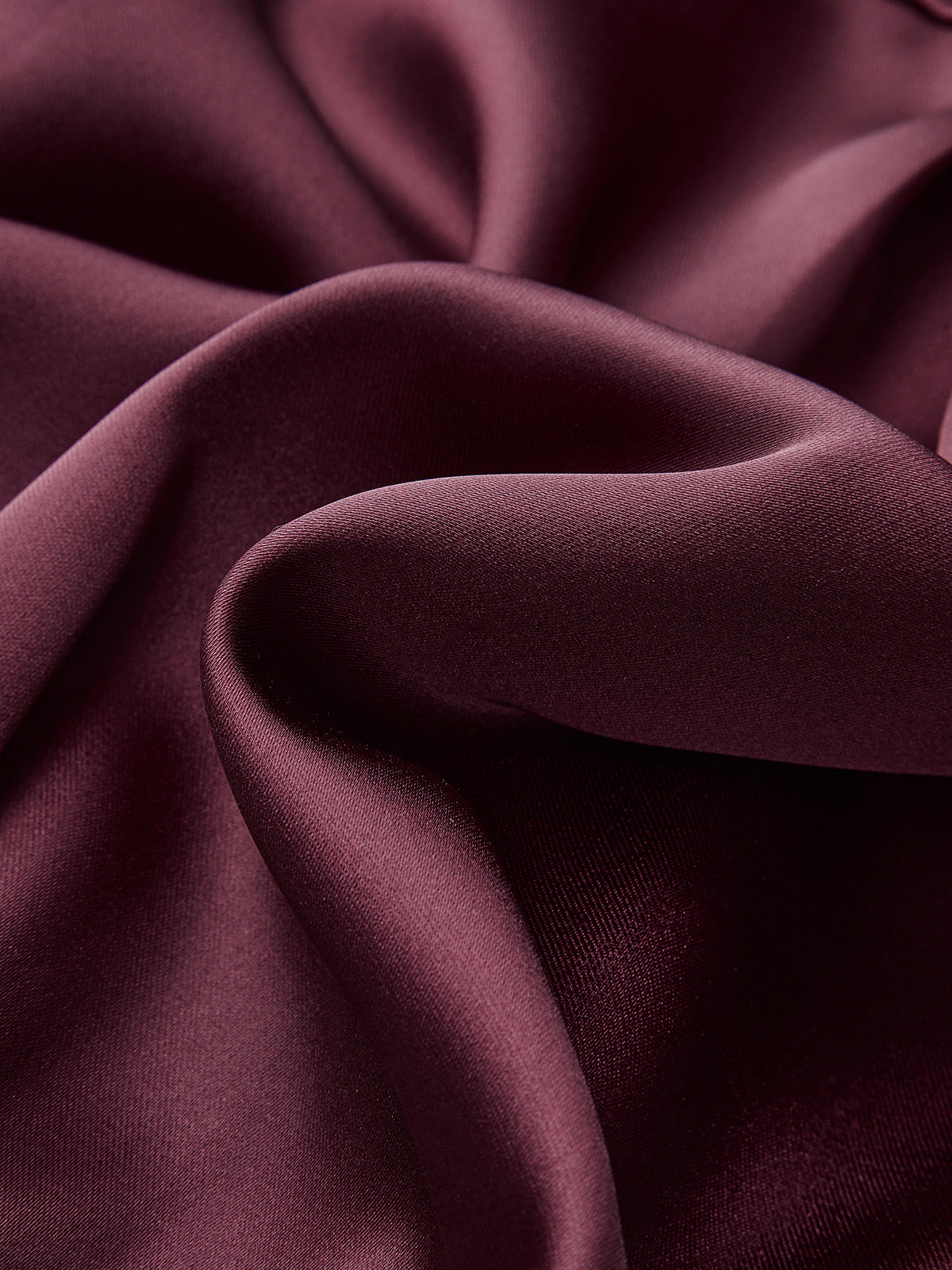 Collared Draped Satin Long Sleeve Bodysuit-Chicvia