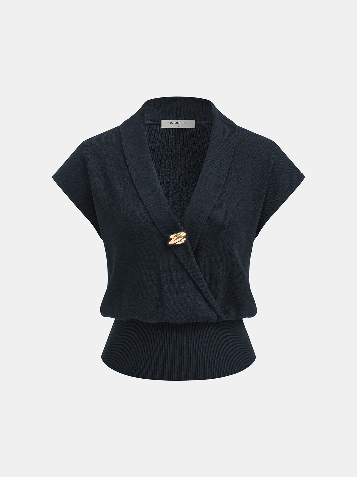 Metal Detail Knit Wrap Vest-Chicvia