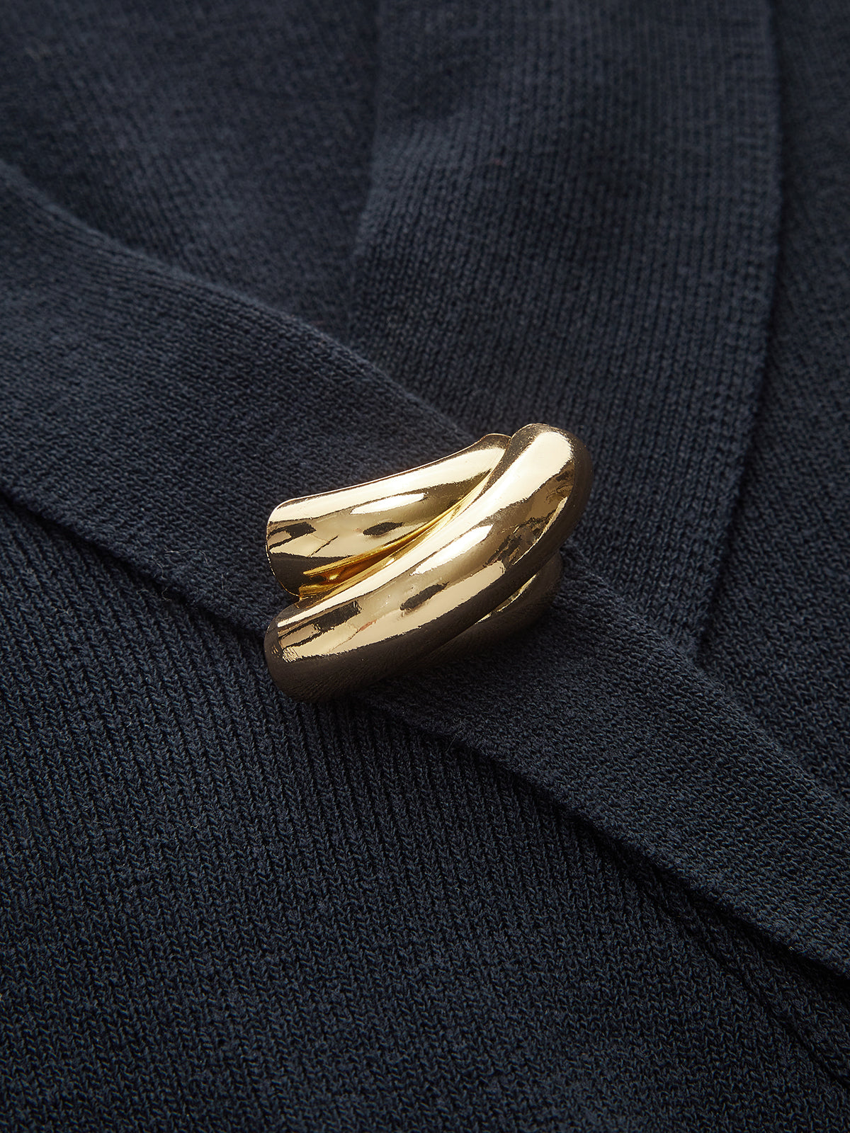 Metal Detail Knit Wrap Vest-Chicvia