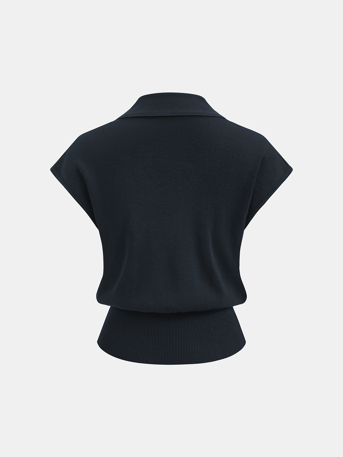 Metal Detail Knit Wrap Vest-Chicvia