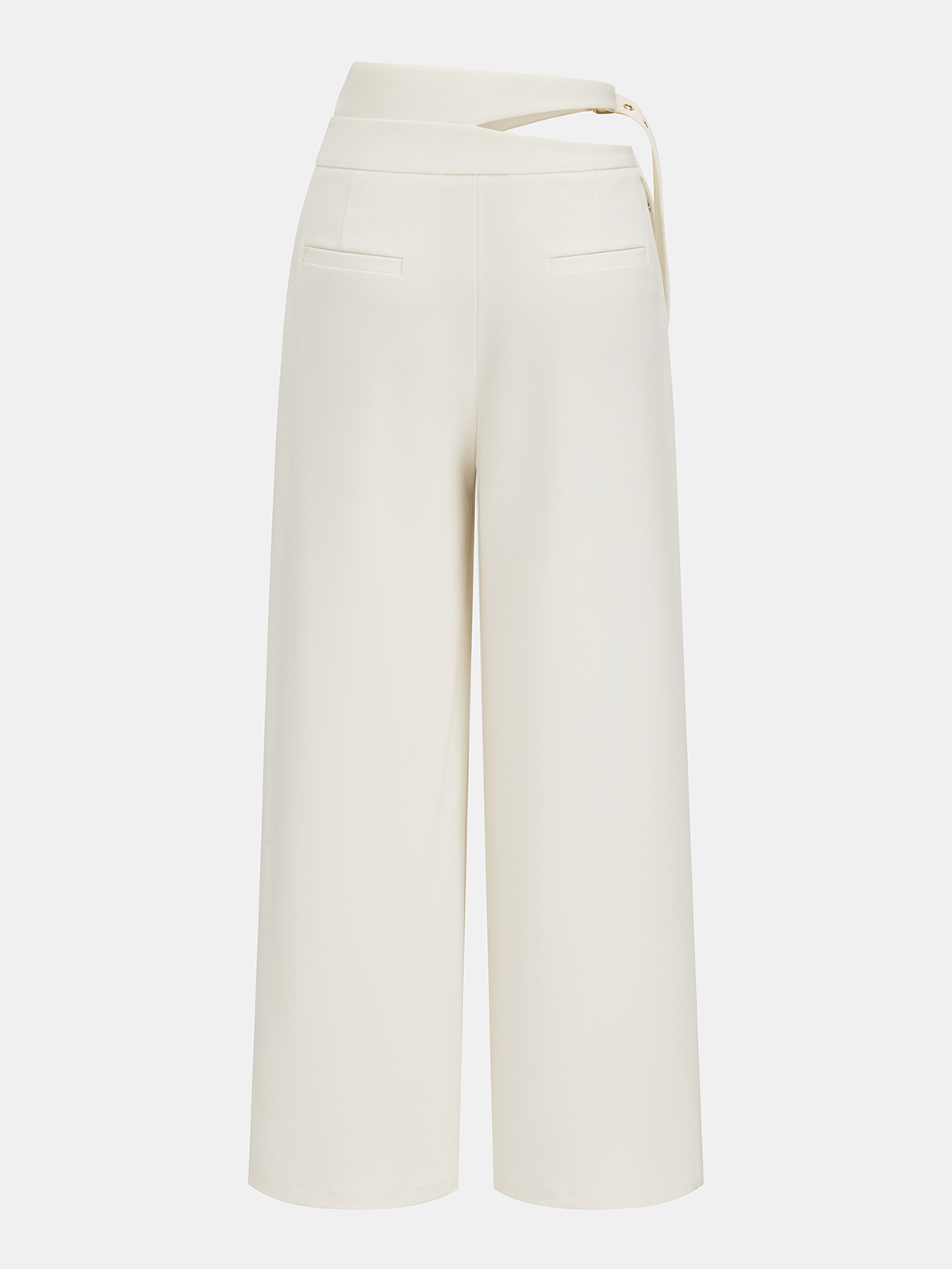 Cut-Out Double Buckle Wide Leg Pants-Chicvia