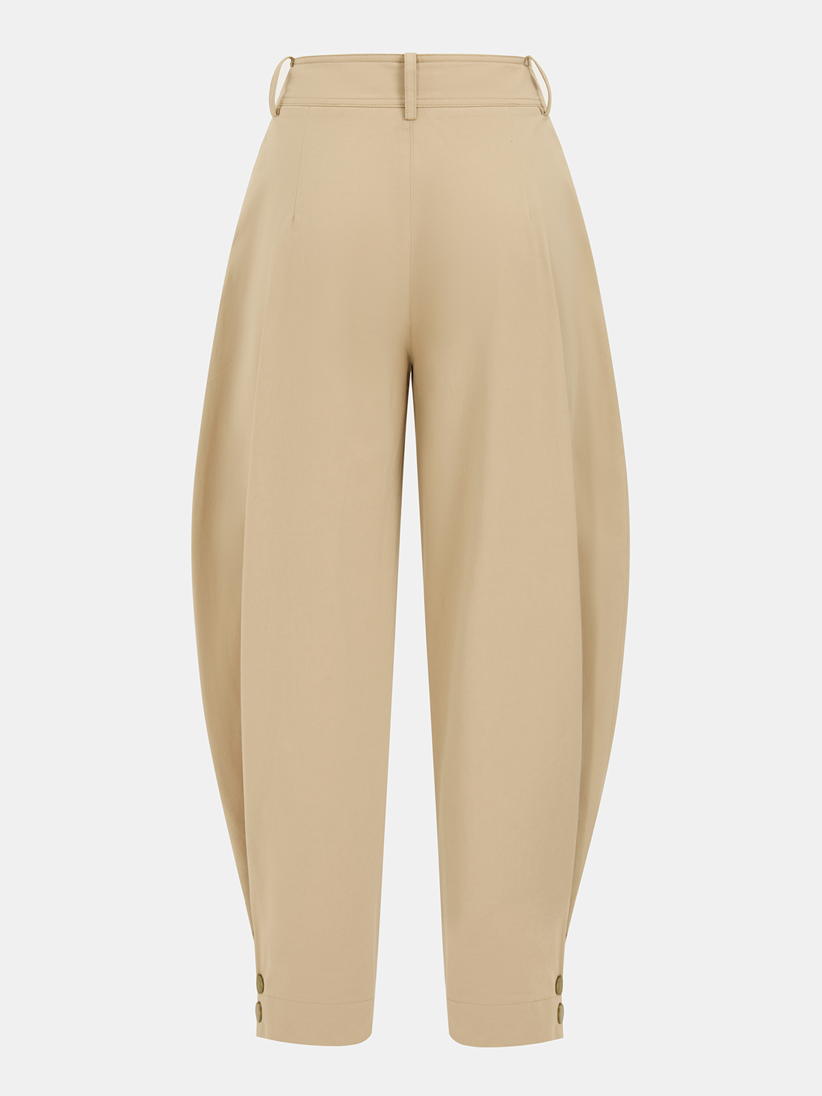 Cotton Pleated Mid-Waist Balloon Pants-Chicvia