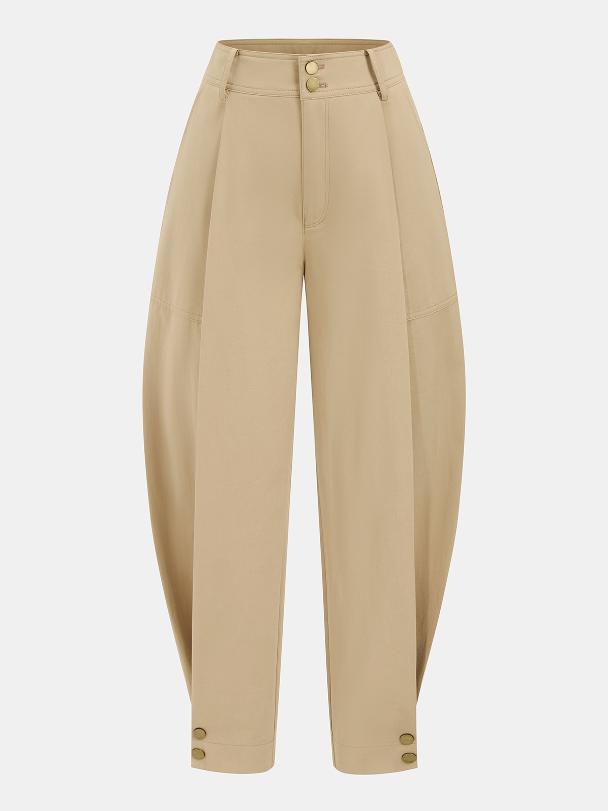 Cotton Pleated Mid-Waist Balloon Pants-Chicvia