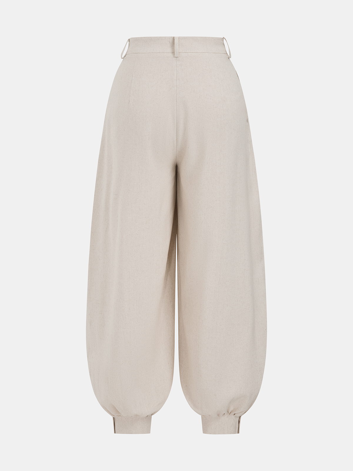 Linen-Blend Pleated Balloon Pants-Chicvia