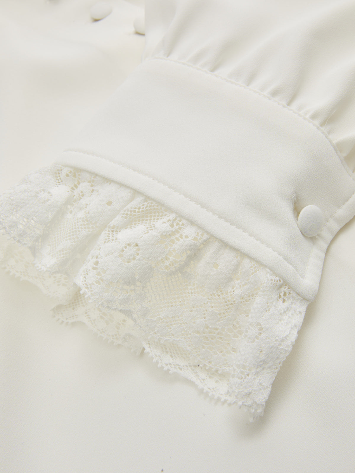 Lace-Trimmed Wide-Collar Blouse-Chicvia