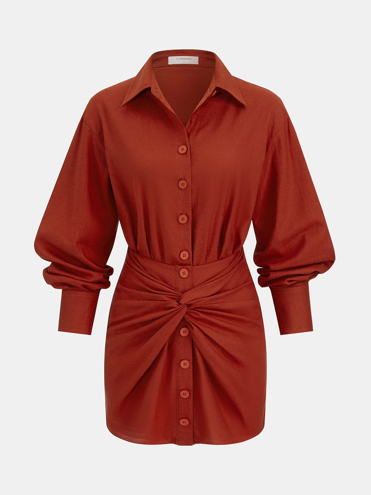 Linen-Blend Knot-Front Shirt & Mini Skirt Set-Chicvia